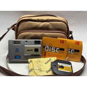 Vintage 1980s Minolta Disc -5 Camera +2 DISCS and old Camera Bag /Made in Japan
